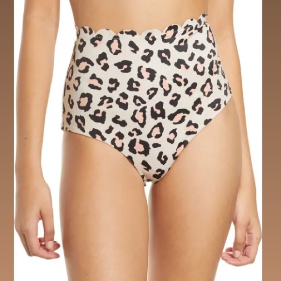 Chelsea28 Other - Chelsea28 leopard bikini bottoms Scallop High Waist full coverage beach swim XS